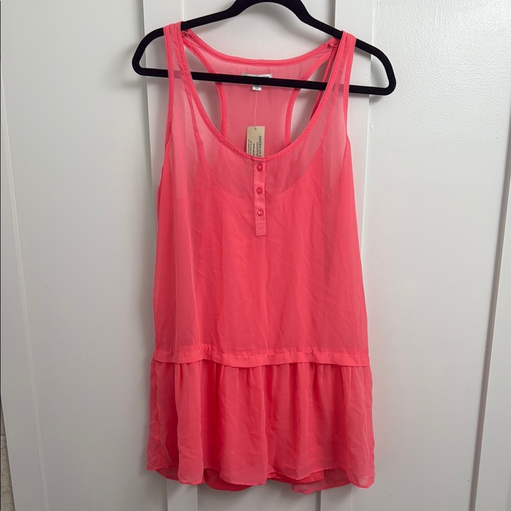 American Eagle Outfitters Pink Sleeveless Tiered Mini Dress